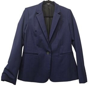 Express Navy Blue Tailored Blazer Sz 12 Classic Preppy Office Workwear Old Money